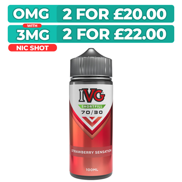 Strawberry Sensation 100ml Shortfill E-Liquid By IVG