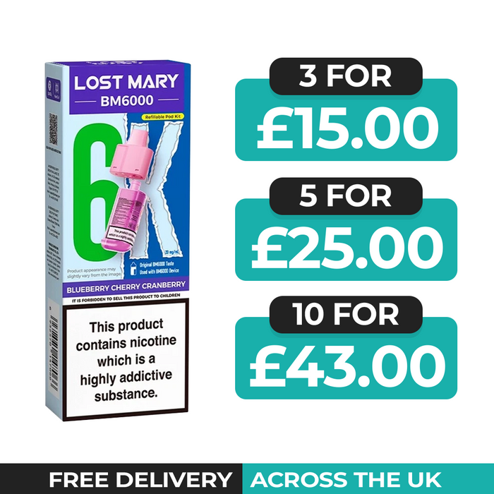 Lost Mary BM6000 Blueberry Cherry Cranberry Prefiled Refill Pods