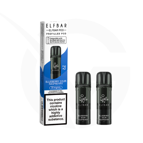 Blueberry Sour Raspberry Prefilled Pods By Elf Bar 600
