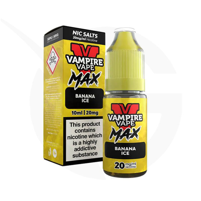 Banana Ice Nic Salt E-Liquid by Vampire Vape Max | 5 for 10 Banana Ice Nic Salt E-Liquid by Vampire Vape Max | 5 for 10