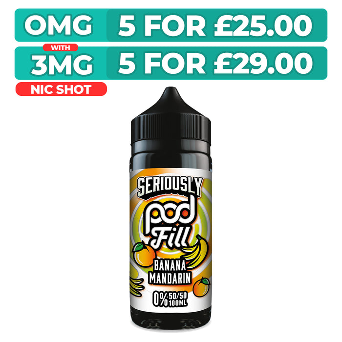 Doozy Seriously Pod Fill Banana Mandarin 100ml Shortfill E-Liquid