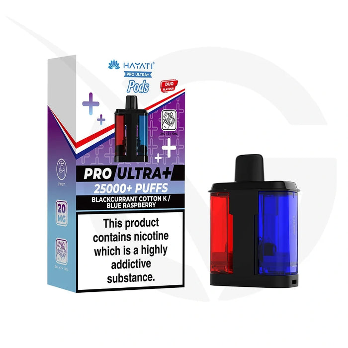 Blackcurrant Cotton K & Blue Raspberry Hayati Pro Ultra Plus 25000 Refill Pods