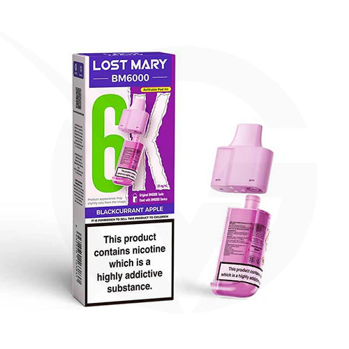 Blackcurrant Apple Prefilled Pods By Lost Mary BM6000 + Refill Containers