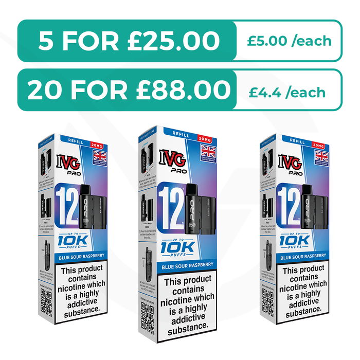 Blue Sour Raspberry Prefilled Pods By IVG Pro + Refill Containers