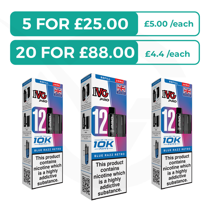 Blue Razz Retro Prefilled Pods By IVG Pro + Refill Containers
