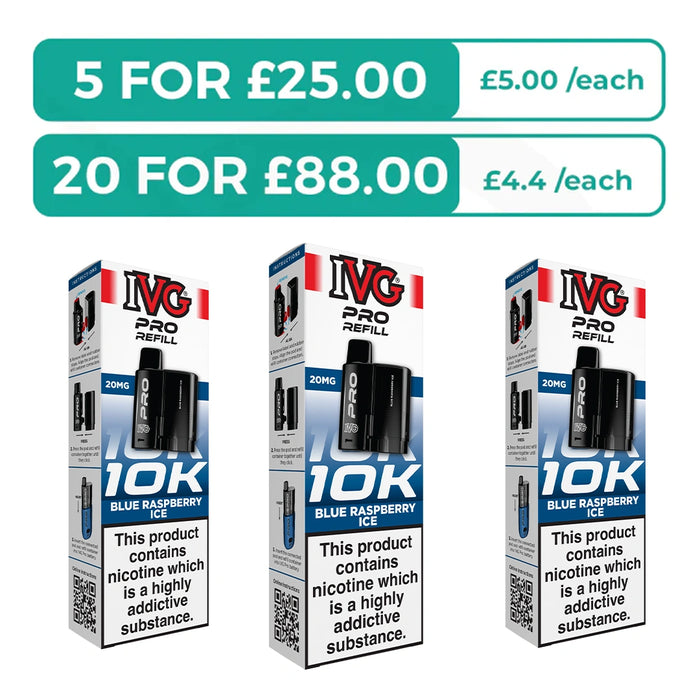 Blue Raspberry Ice Prefilled Pods By IVG Pro + Refill Containers