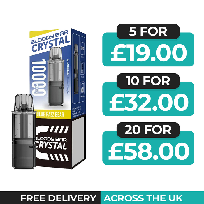 Bloody Bar Crystal 10k Blue Razz Bear Refill Pods