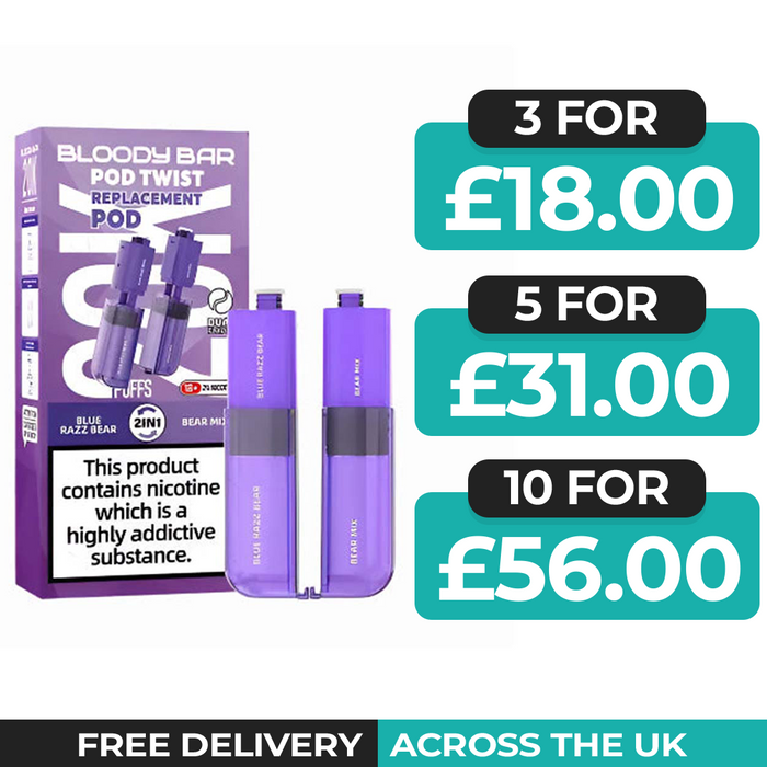 Bloody Bar Ultra Twist 20k Blue Razz Bear & Bear Mix Refill Pods