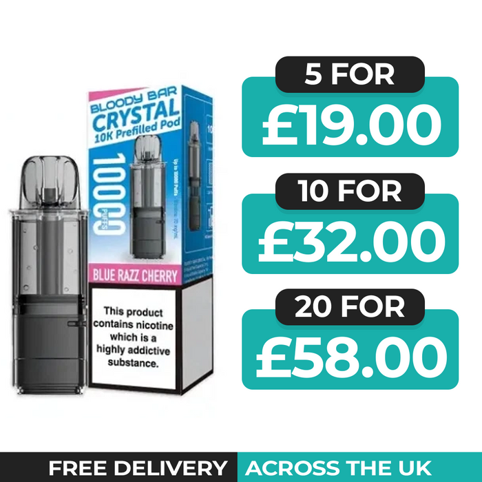 Bloody Bar Crystal 10k Blue Razz Cherry Refill Pods