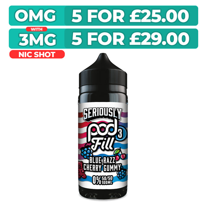 Doozy Seriously Pod Fill 3 Blue Razz Cherry Gummy 100ml Shortfill E-Liquid