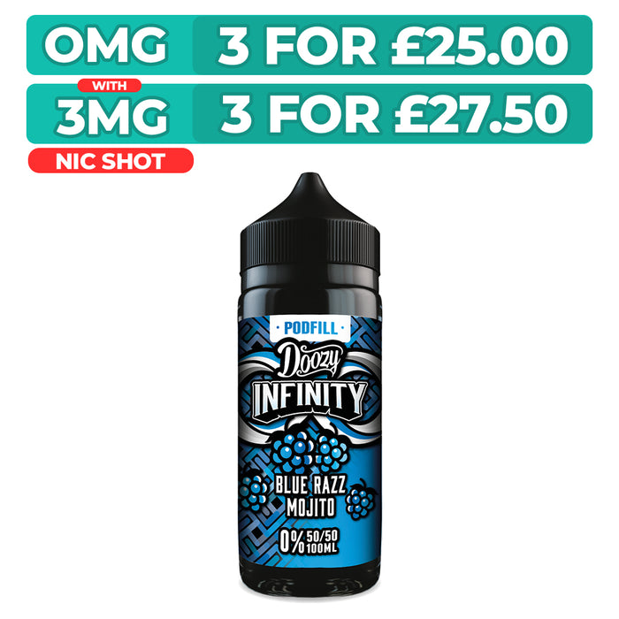 Blue Razz Mojito 50/50 100ml Shortfill Doozy Infinity Pod Fill