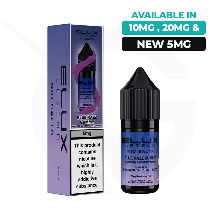 Blue Razz Gummy 10ml Nic Salt E-Liquid By Elux Legend