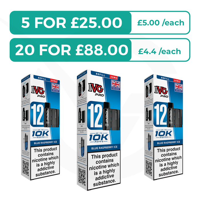 Blue Raspberry Ice Prefilled Pods By IVG Pro + Refill Containers