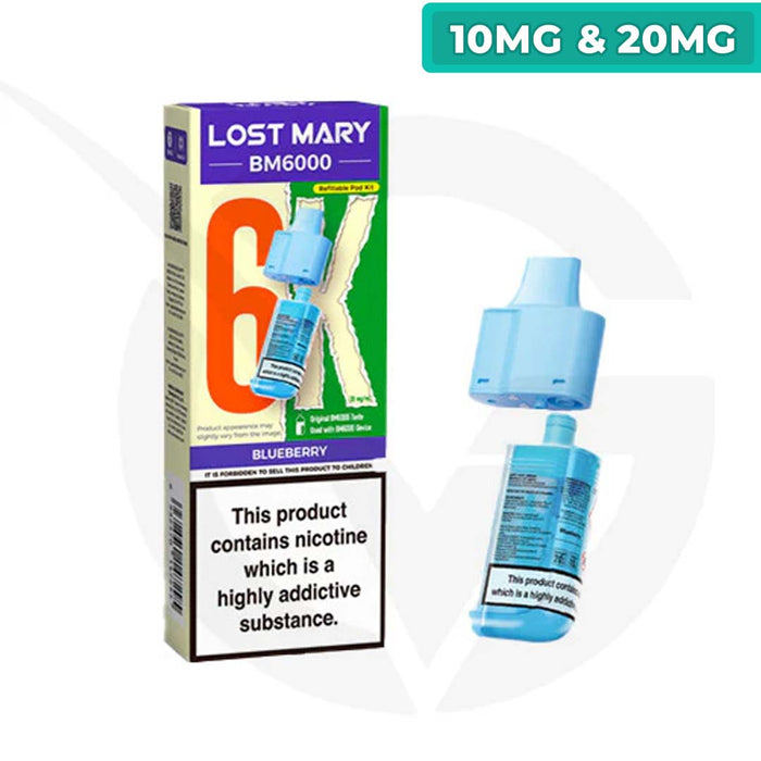 Blueberry Prefilled Pods By Lost Mary BM6000 + Refill Containers