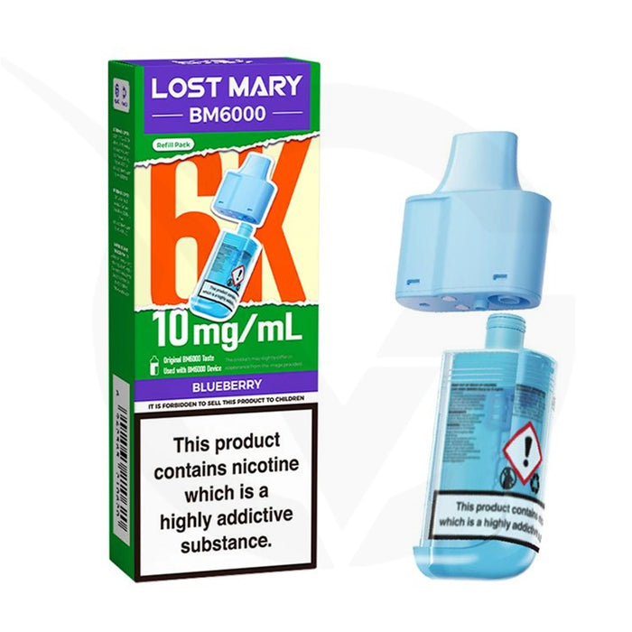 Blueberry Prefilled Pods By Lost Mary BM6000 + Refill Containers