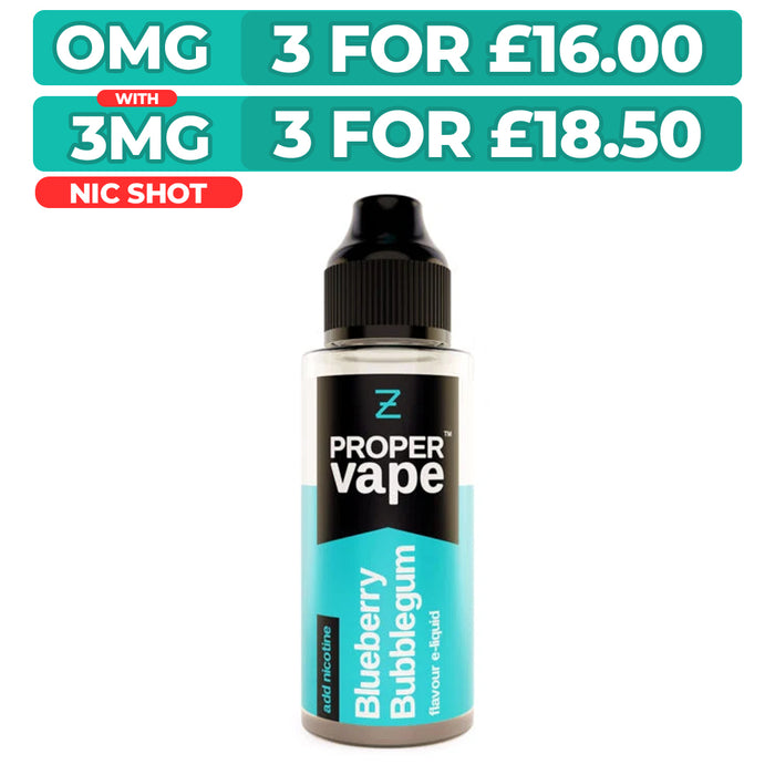 Blueberry Bubblegum 100ml Shortfill E-Liquid by Proper Vape