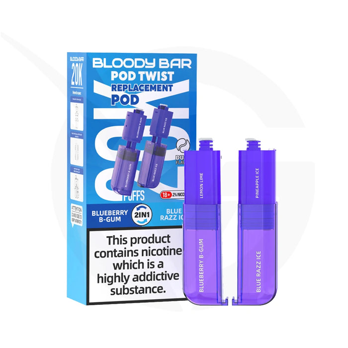 Blueberry B-Gum & Blue Razz Ice Bloody Bar Ultra Twist 20K Refill Pack