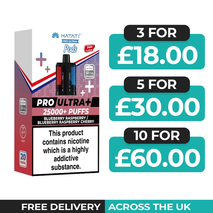 Hayati Pro Ultra Plus 25000 Blueberry Raspberry & Blueberry Raspberry Cherry Refill Pods