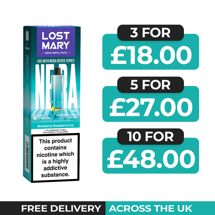 Blueberry Raspberry Ice Prefilled Pods by Lost Mary Nera15k + Refill Container