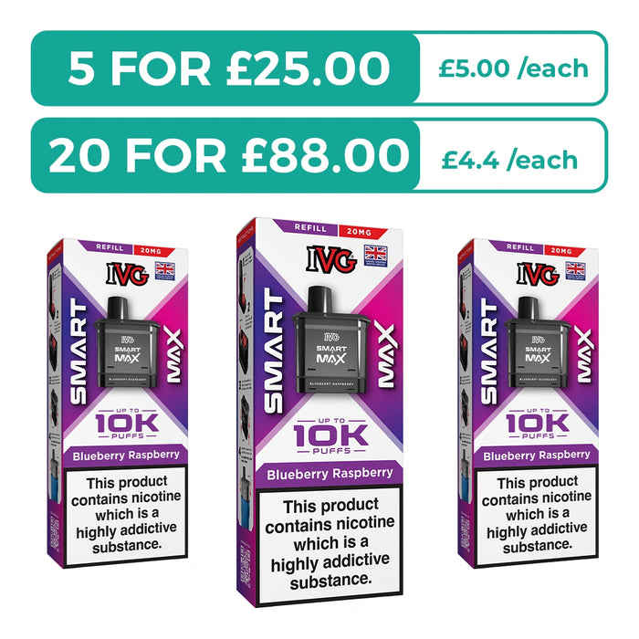 Blueberry Raspberry Prefilled Pods By IVG Smart Max + Refill Containers