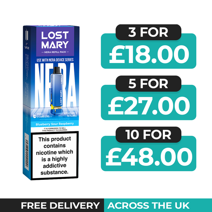 Blueberry Sour Raspberry Prefilled Pods by Lost Mary Nera15k + Refill Container