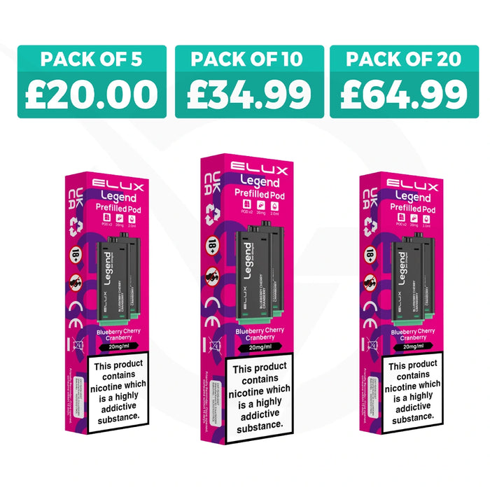 Blueberry Cherry Cranberry Elux Legend 1500 2in1 Prefilled Pods