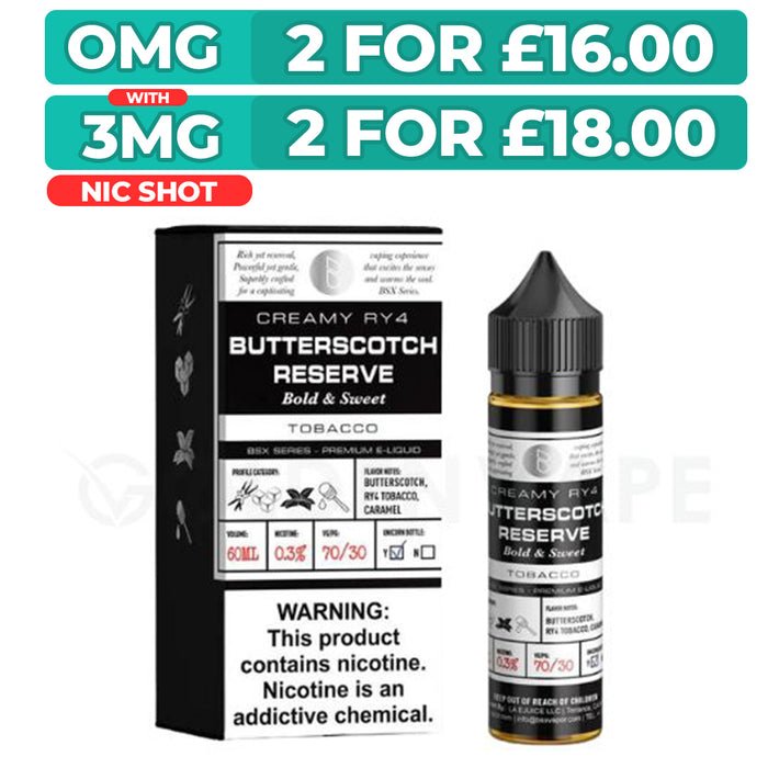 Butterscotch Reserve 50ml Shortfill E-Liquid By Glas