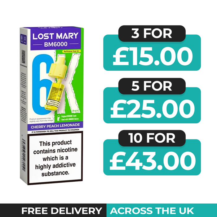 Lost Mary BM6000 Cherry Peach Lemonade Prefilled Refill Pods