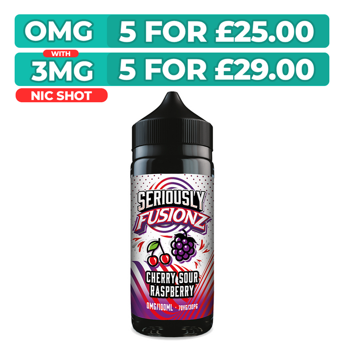 Seriously Fusionz Cherry Sour Raspberry 100ml Shortfill E-Liquid