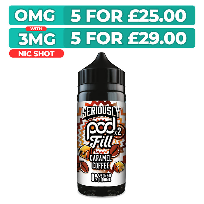 Doozy Seriously Pod Fill X2 Caramel Coffee 100ml Shortfill E-Liquid