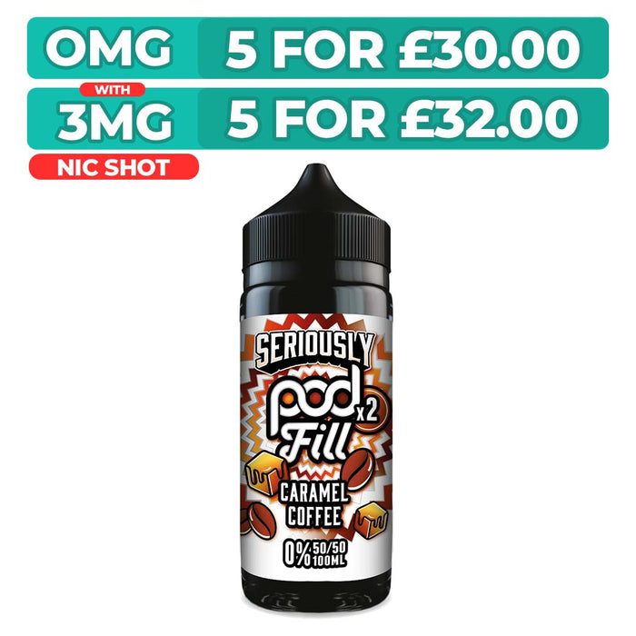 Doozy Seriously Pod Fill X2 Caramel Coffee 100ml Shortfill E-Liquid