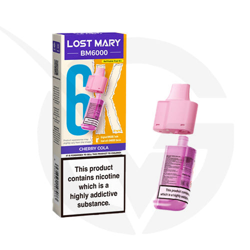 Cherry Cola Prefilled Pods By Lost Mary BM6000 + Refill Containers