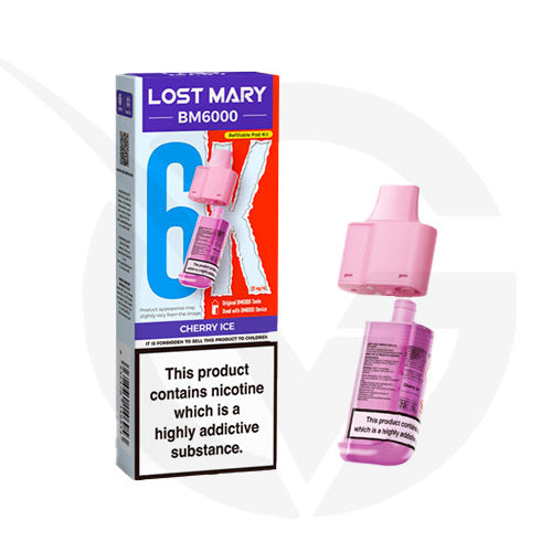 Cherry Ice Prefilled Pods By Lost Mary BM6000 + Refill Containers