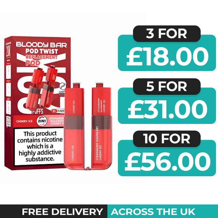 Bloody Bar Ultra Twist 20k Cherry Ice & Strawberry Raspberry Cherry Ice Refill Pods