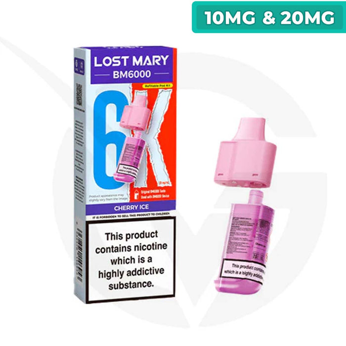 Cherry Ice Prefilled Pods By Lost Mary BM6000 + Refill Containers