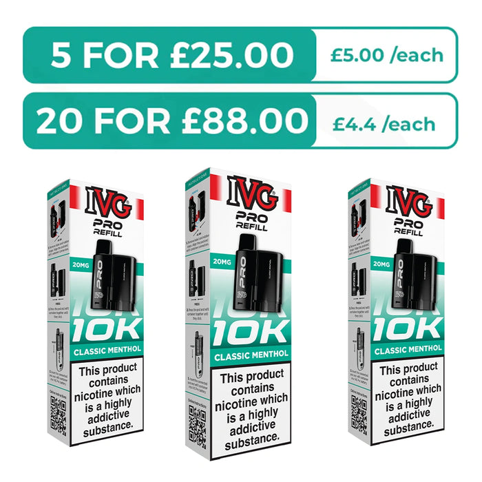 Classic Menthol Prefilled Pods By IVG Pro + Refill Containers