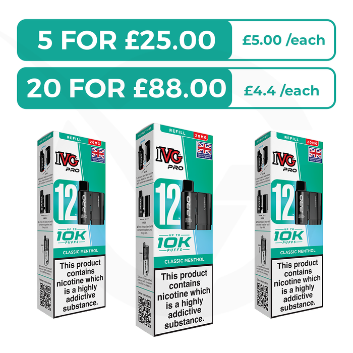 Classic Menthol Prefilled Pods By IVG Pro + Refill Containers