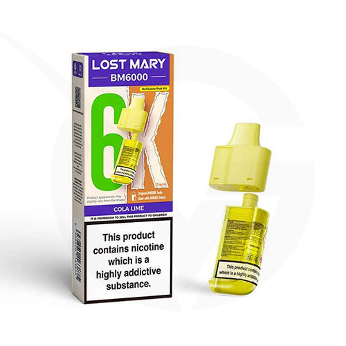 Cola Lime Prefilled Pods By Lost Mary BM6000 + Refill Containers