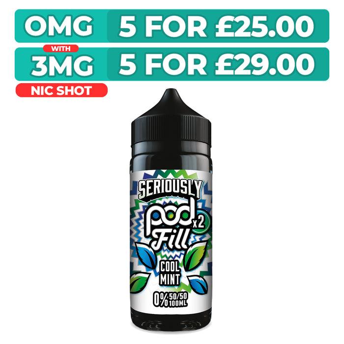 Doozy Seriously Pod Fill X2 Cool Mint 100ml Shortfill E-Liquid