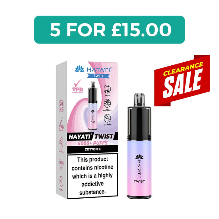 Hayati Twist 5000 5K Puffs Vape Kit at Best Price | 5 for 15 (3 each) Hayati Twist 5000 5K Puffs Vape Kit at Best Price | 5 for 15 (3 each)
