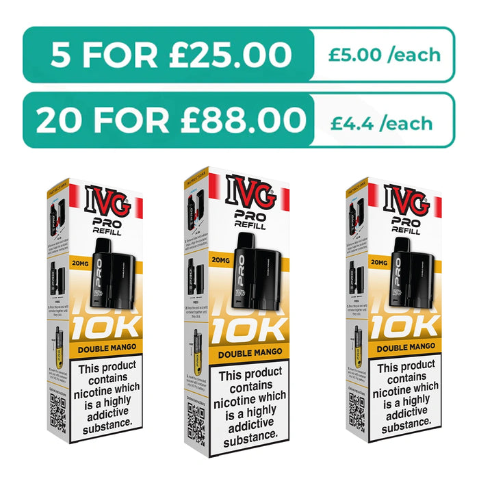 Double Mango Prefilled Pods By IVG Pro + Refill Containers