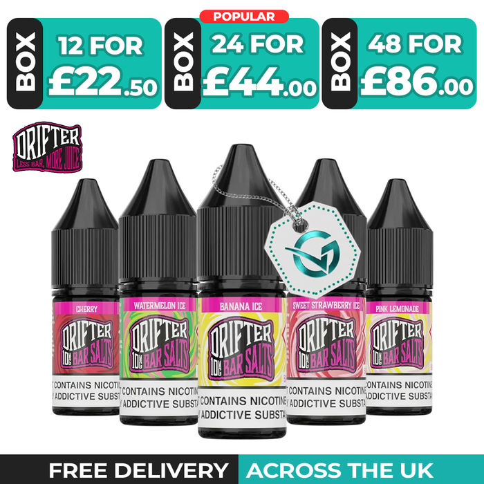 Drifter Bar Nic Salts E-Liquid Box of 12, 24 & 48