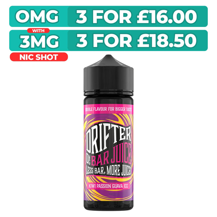 Drifter Bar Juice Kiwi Passion Guava Ice 100ml Shortfill E-Liquid
