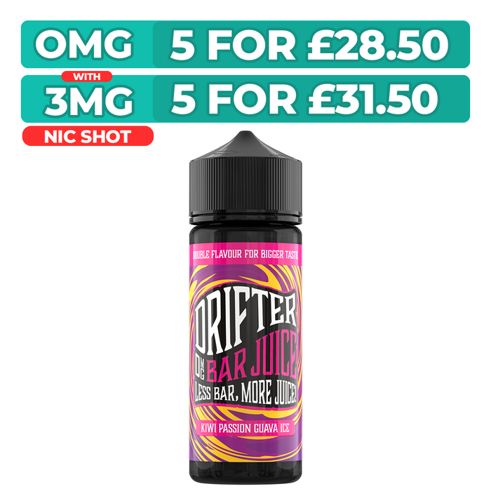 Drifter Bar Juice Kiwi Passion Guava Ice 100ml Shortfill E-Liquid