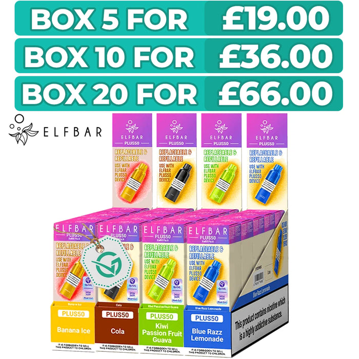 Elf Bar Plus 50 Box of 5 & 10
