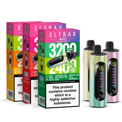Elf Bar 4 in 1 Pod Vape Kit 3200 Puffs | 3 for 30 Elf Bar 4 in 1 Pod Vape Kit 3200 Puffs | 3 for 30