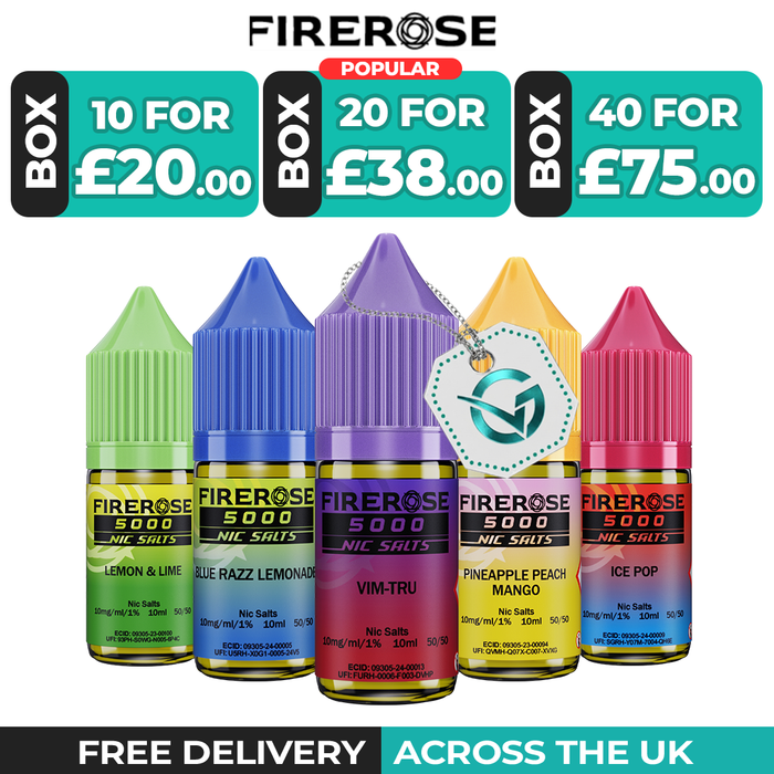 Elux Firerose 5000 Nic Salts Box of 10, 20 & 40