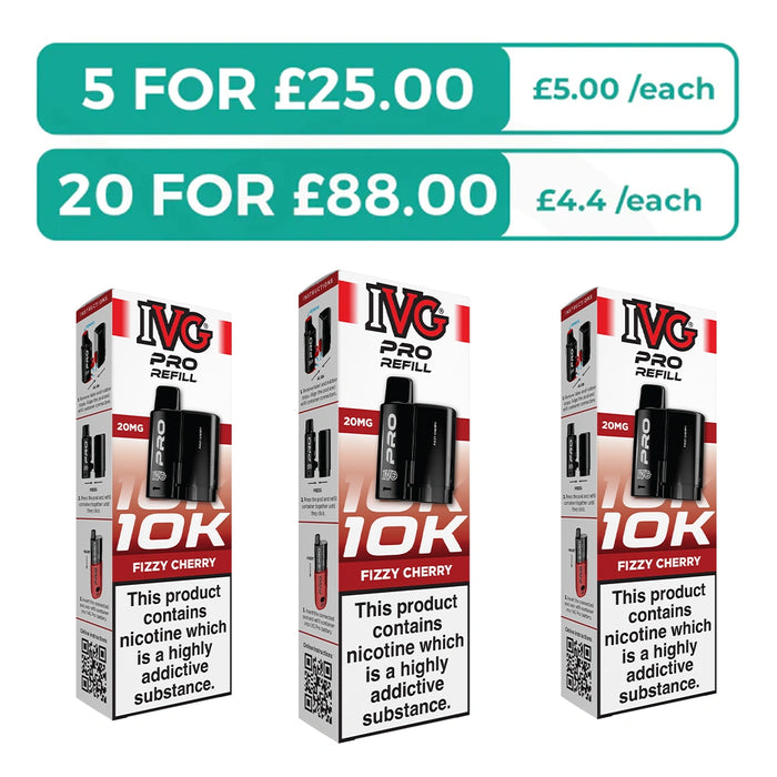 Fizzy Cherry Prefilled Pods By IVG Pro + Refill Containers