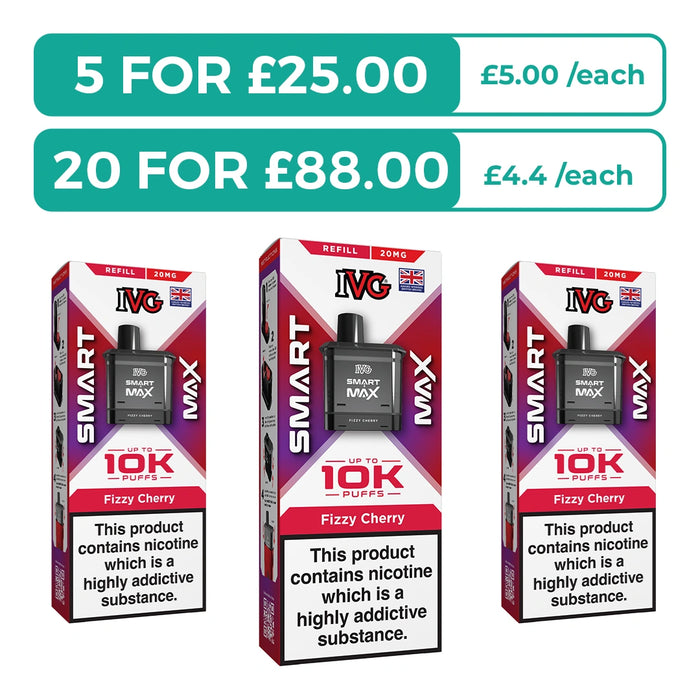 Fizzy Cherry Prefilled Pods By IVG Smart Max + Refill Containers