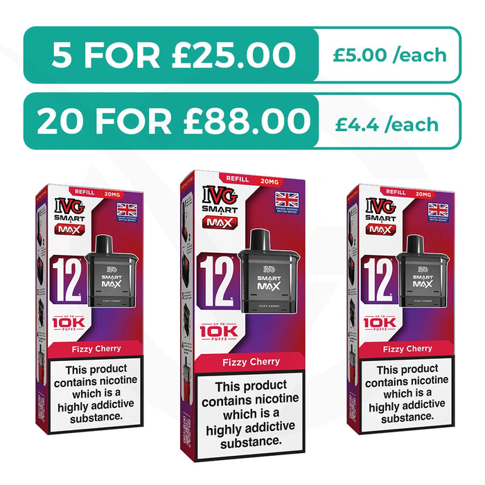 Fizzy Cherry Prefilled Pods By IVG Smart Max + Refill Containers